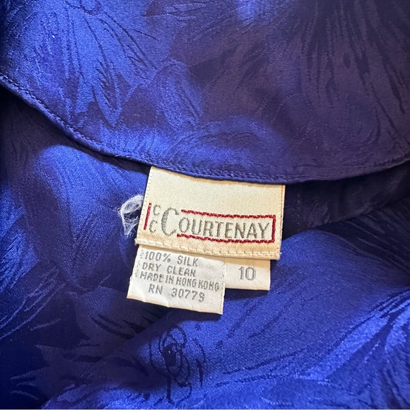 CC Courtenay Vintage Silk Blue Tone on Tone Long Sleeve Blouse Size 10 - Picture 9 of 9